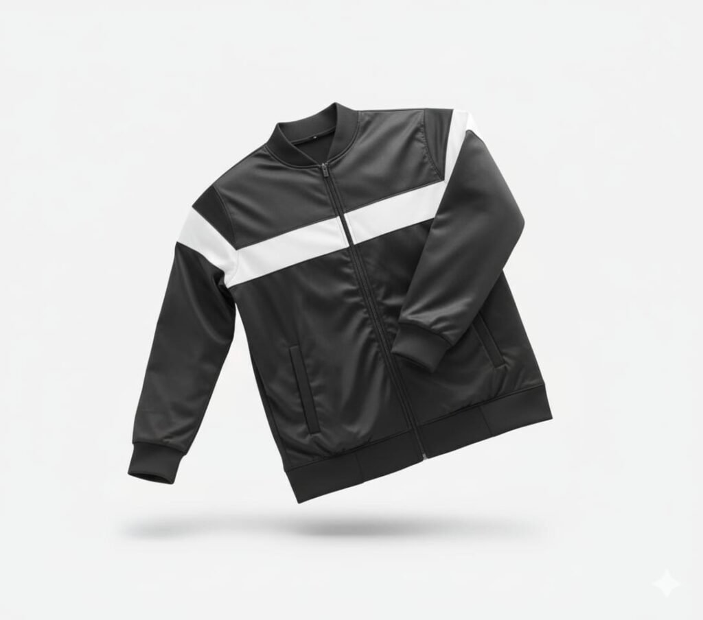 Black-White Panel Bomber Jacket – Streetline Collection