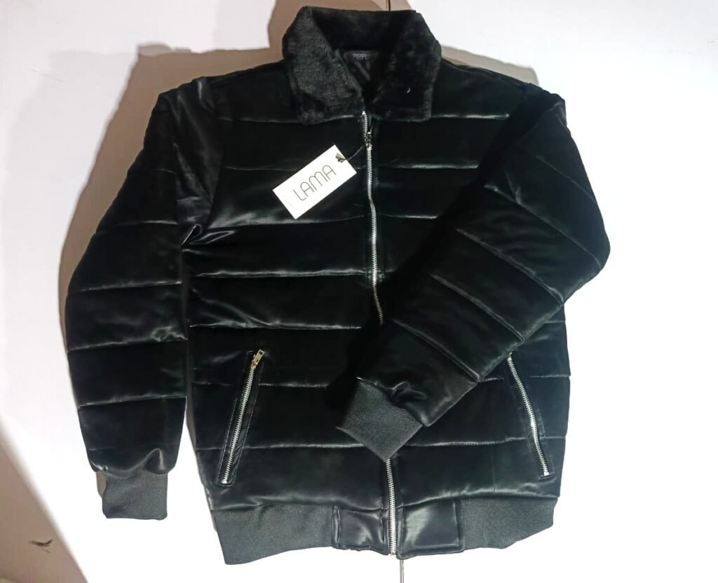 Luxe Black Puffer Bomber Jacket